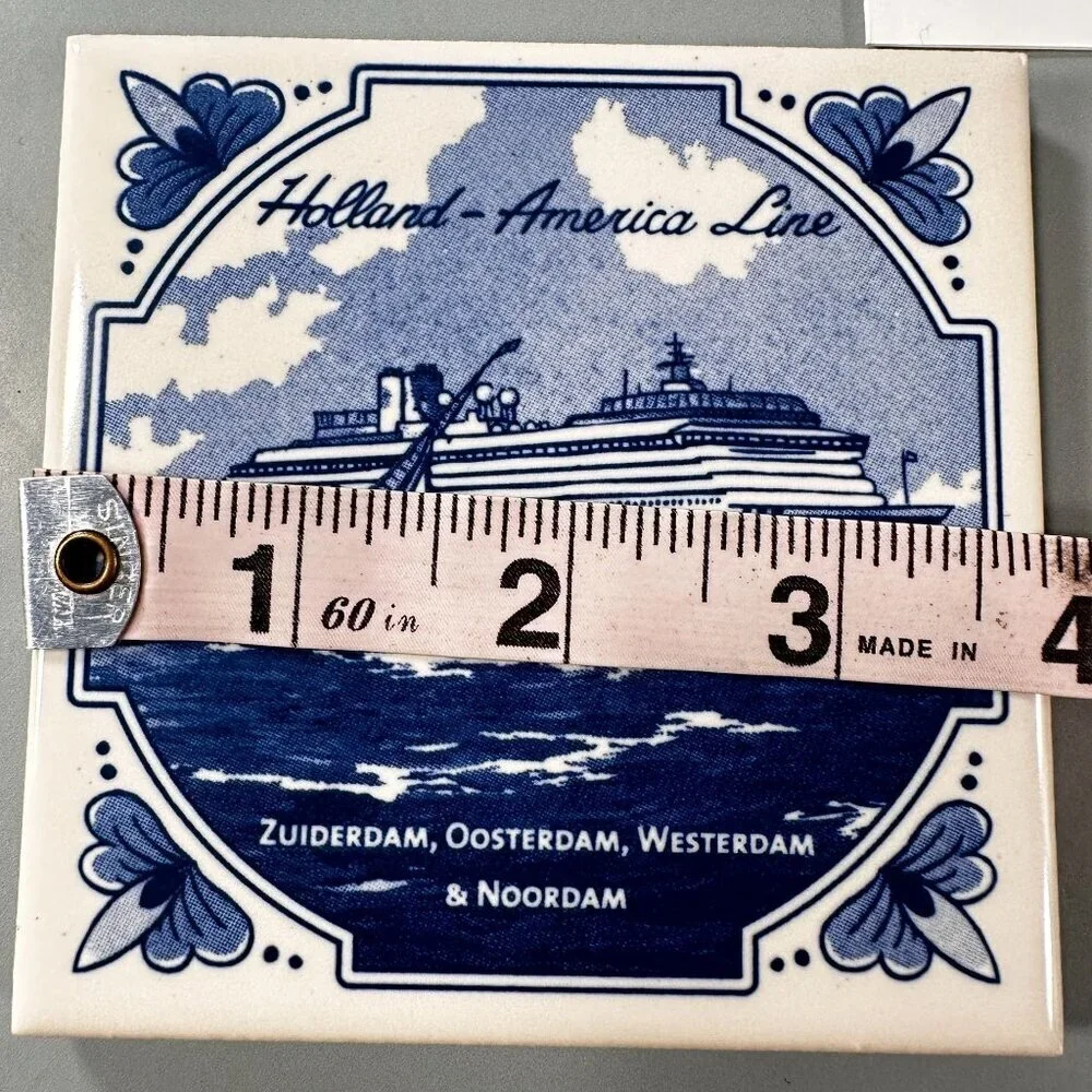 Holland America Line Coaster Ceramic Tiles Amsterdam Vintage Royal Goedewaagen